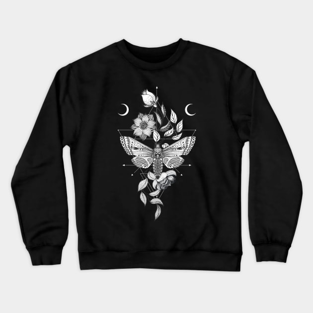 Death Moth & Flowers • Goth Crewneck Sweatshirt by Rike Mayer